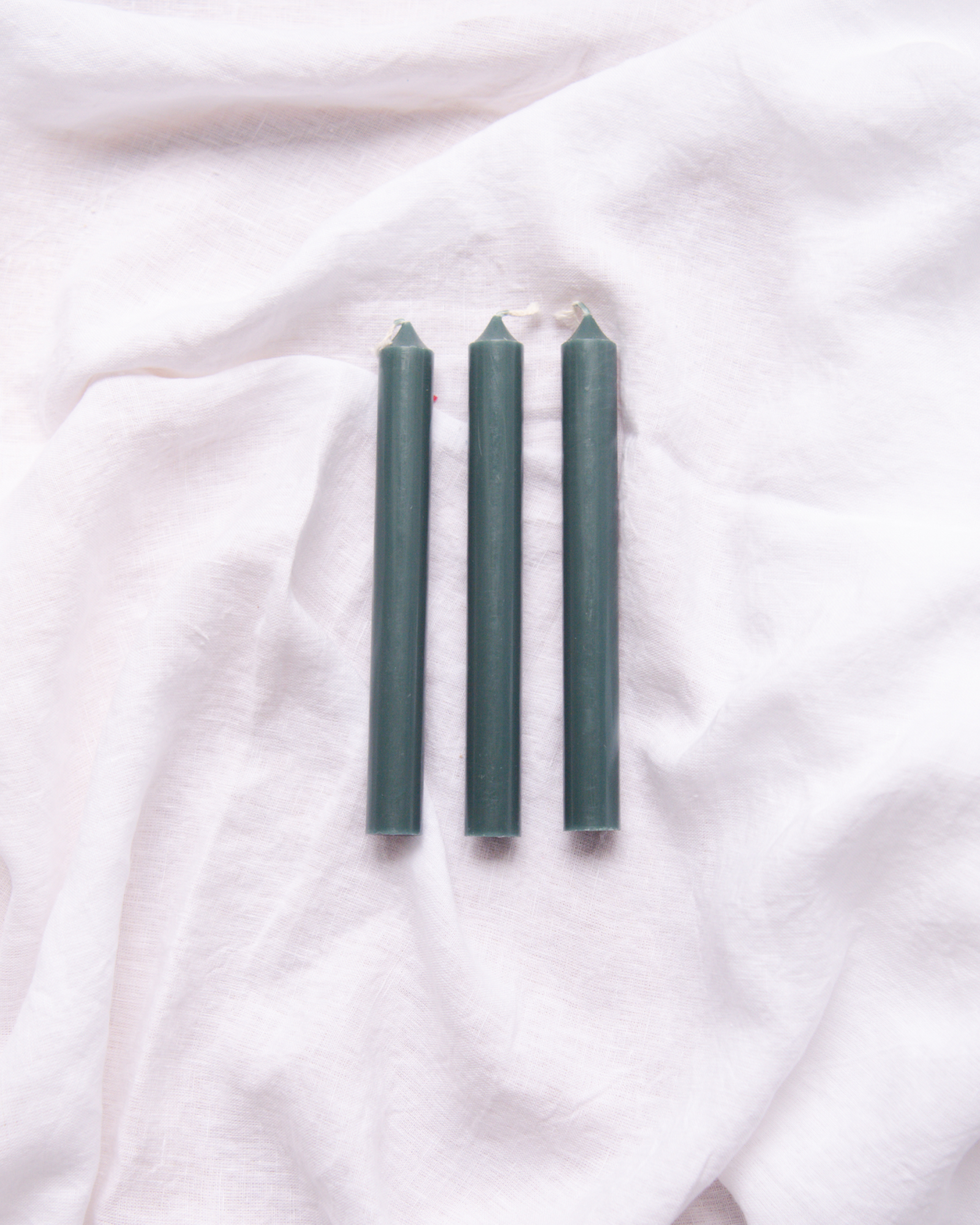 Bougie droite vert foncé x12